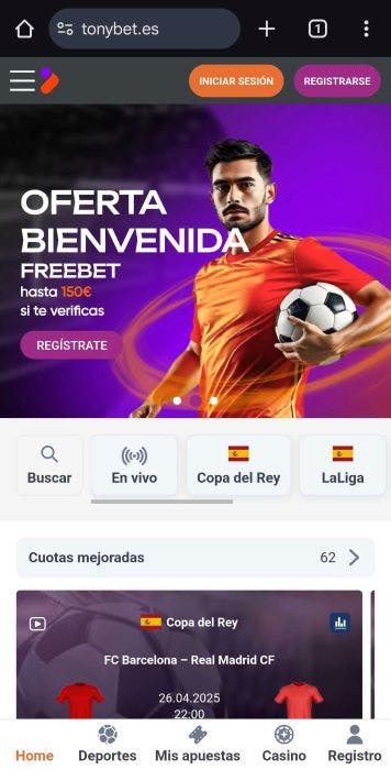 Tonybet España apuestas pagina inicio