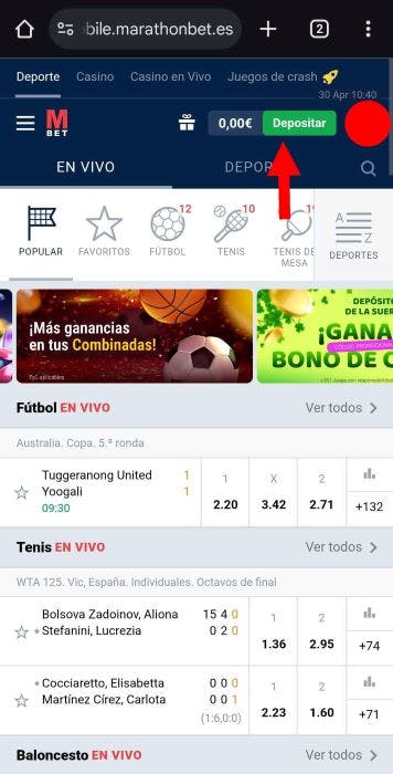 Marathonbet app depositar
