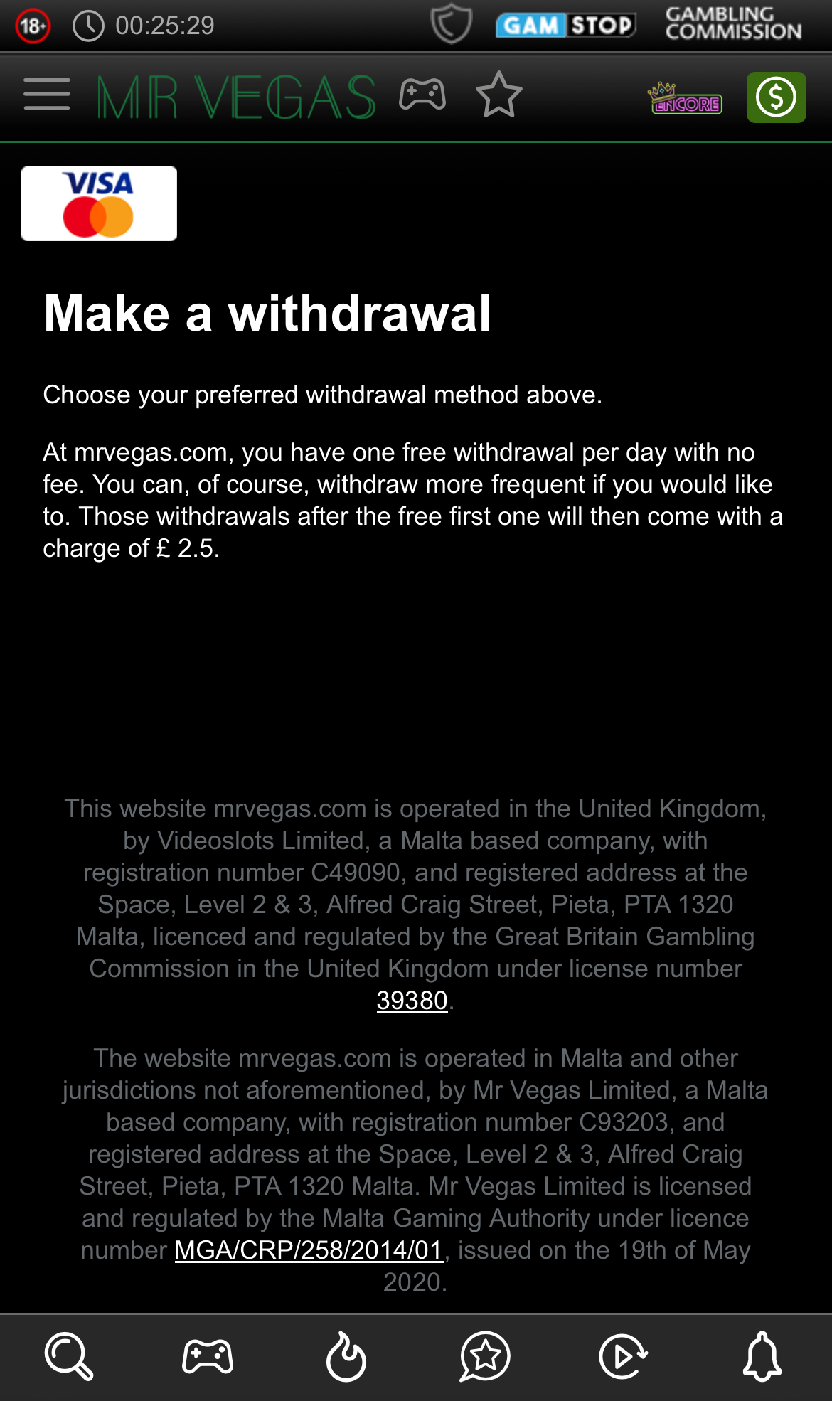 Mr Vegas Withdrawal Grid