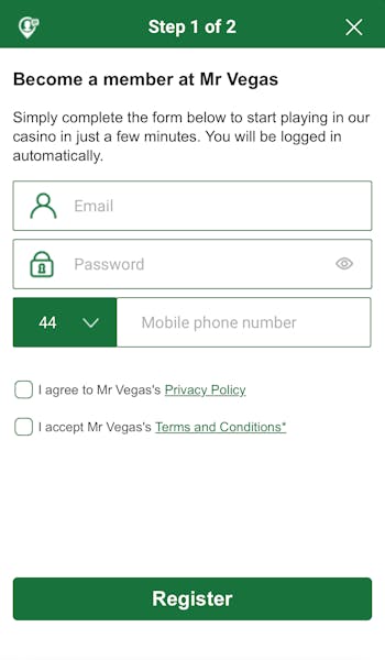 Mr Vegas Sign Up 1