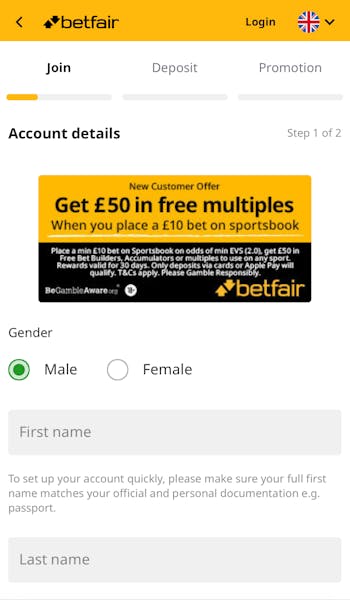 Sign up 1 Betfair Sportsbook