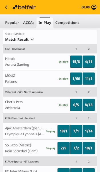 E-Sports Betfair Sportsbook