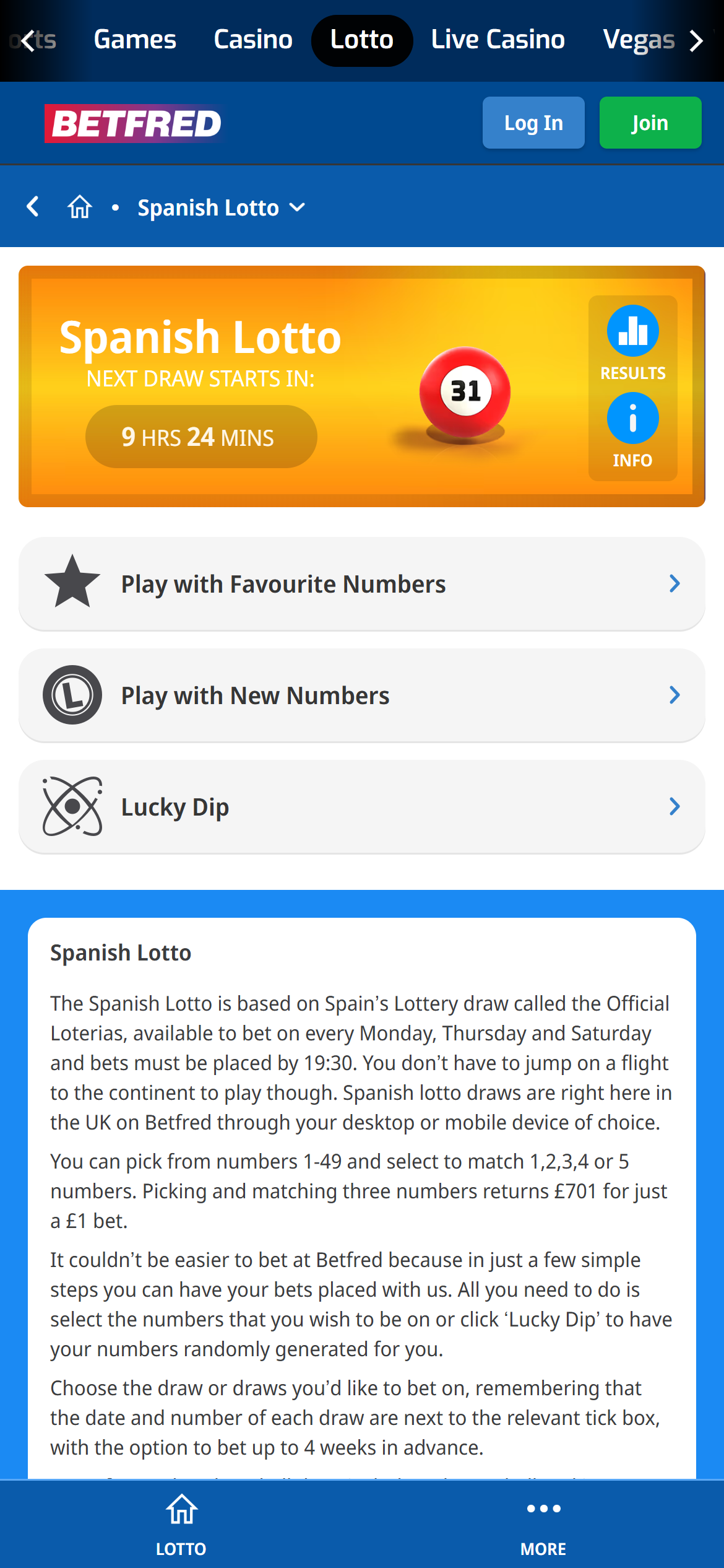 Betfred Spanish Lottery