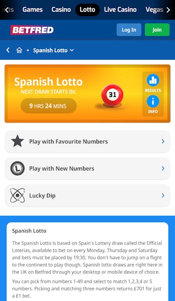 Betfred Spanish Lottery