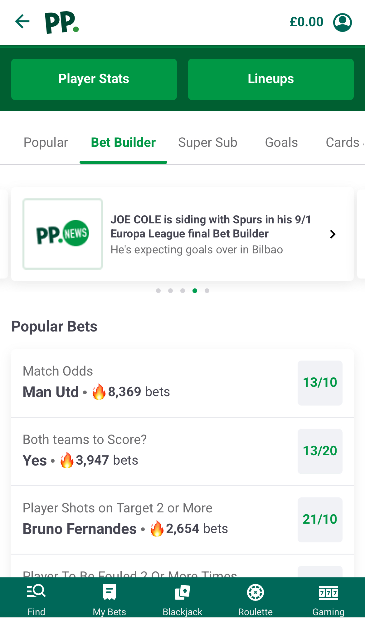 Paddy Power Sportsbook Joe Cole Tips