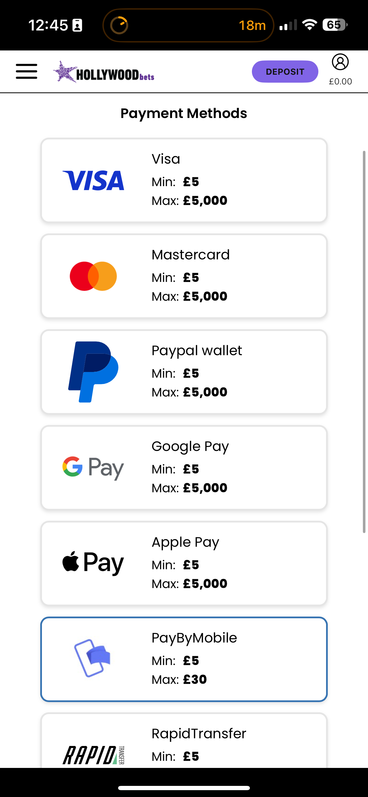 Hollywoodbets Deposit 1