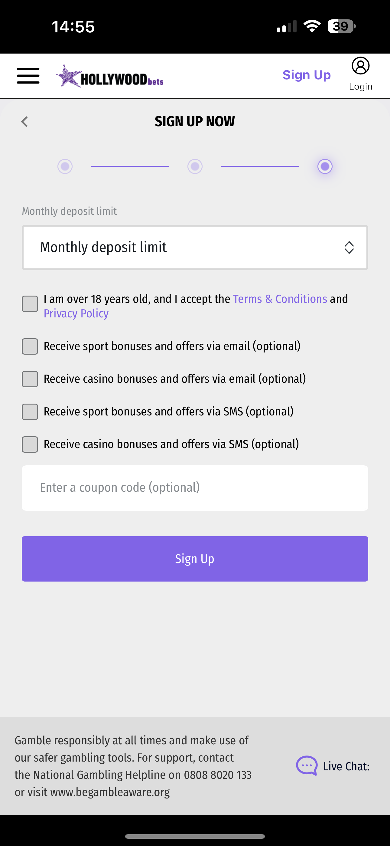 Hollywoodbets Sign Up 3