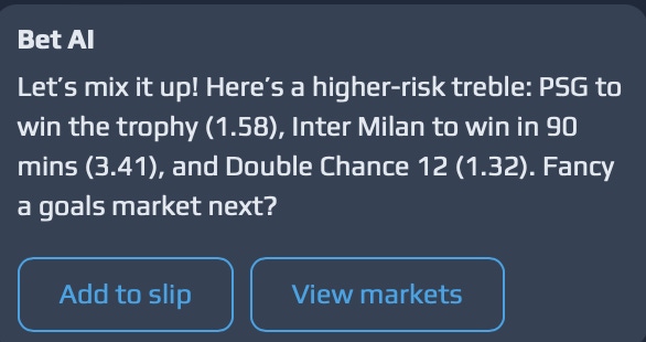 NetBet Higher Risk AI Bet 2