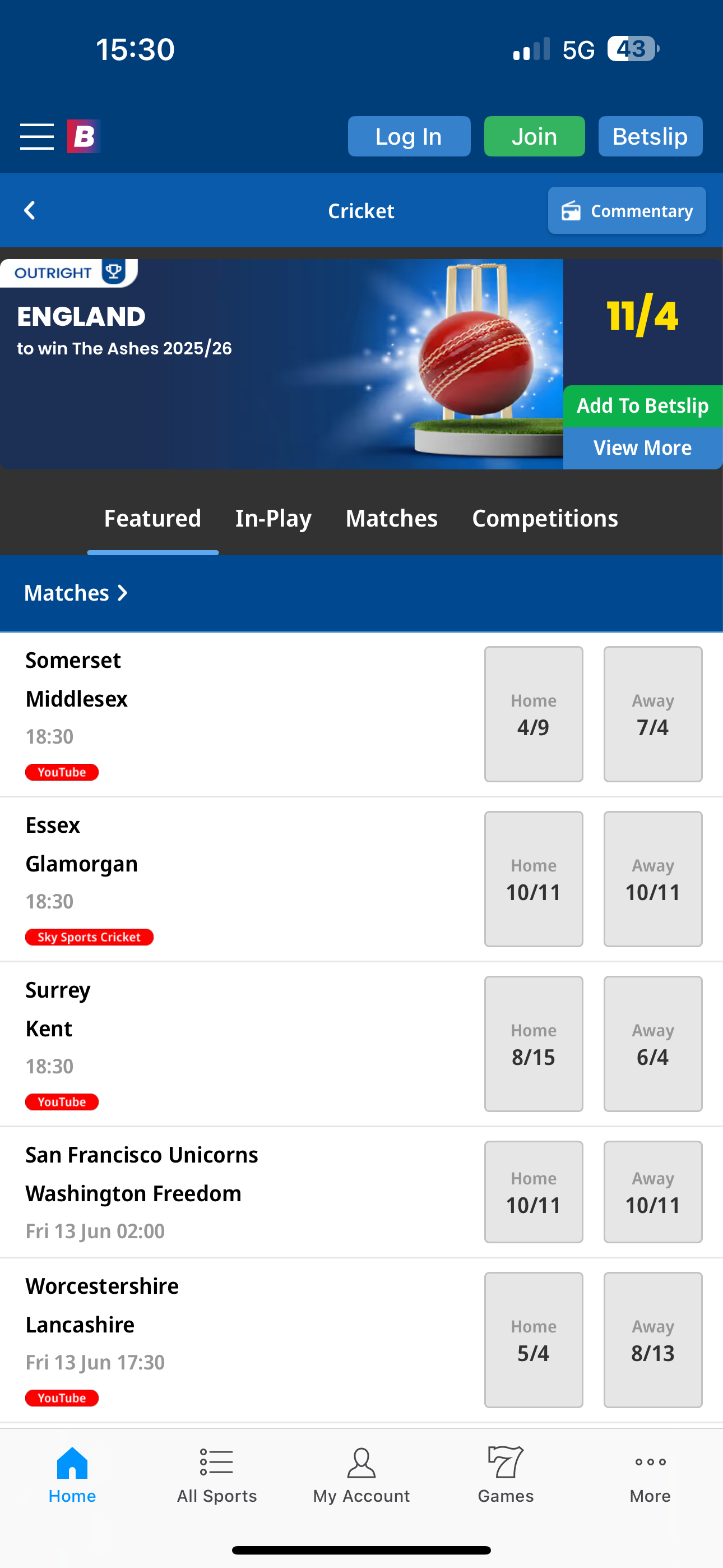 Cricket Betfred