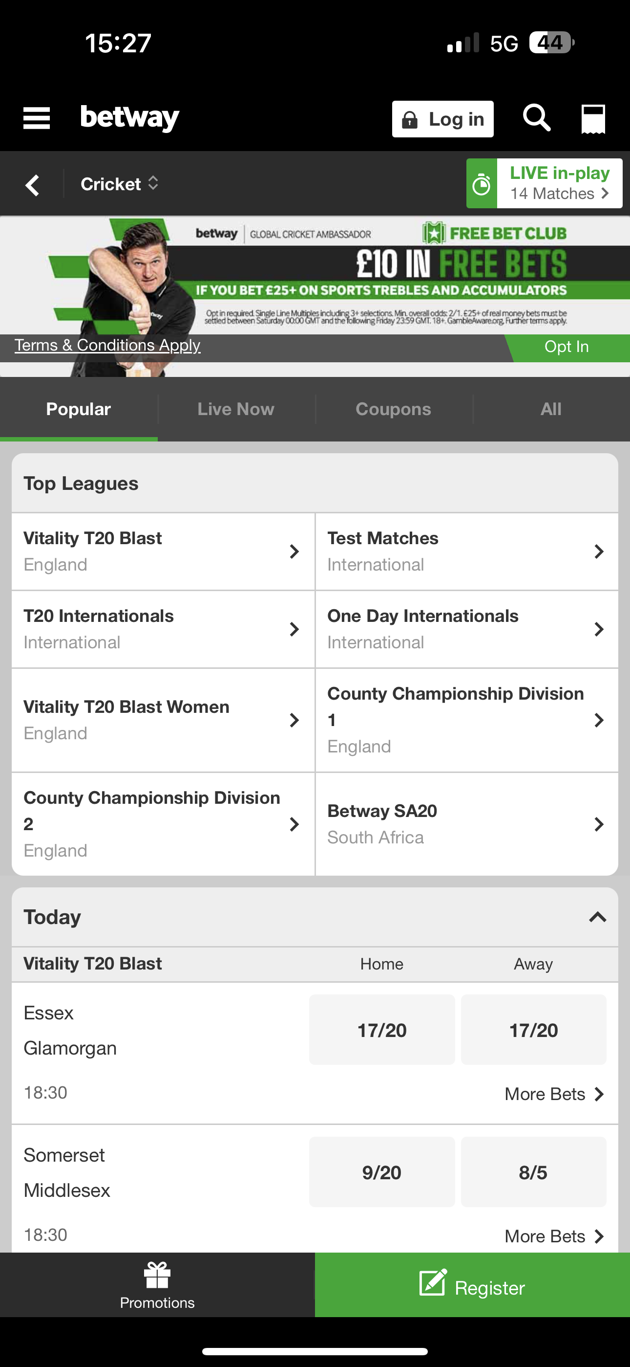 Cricket Betway