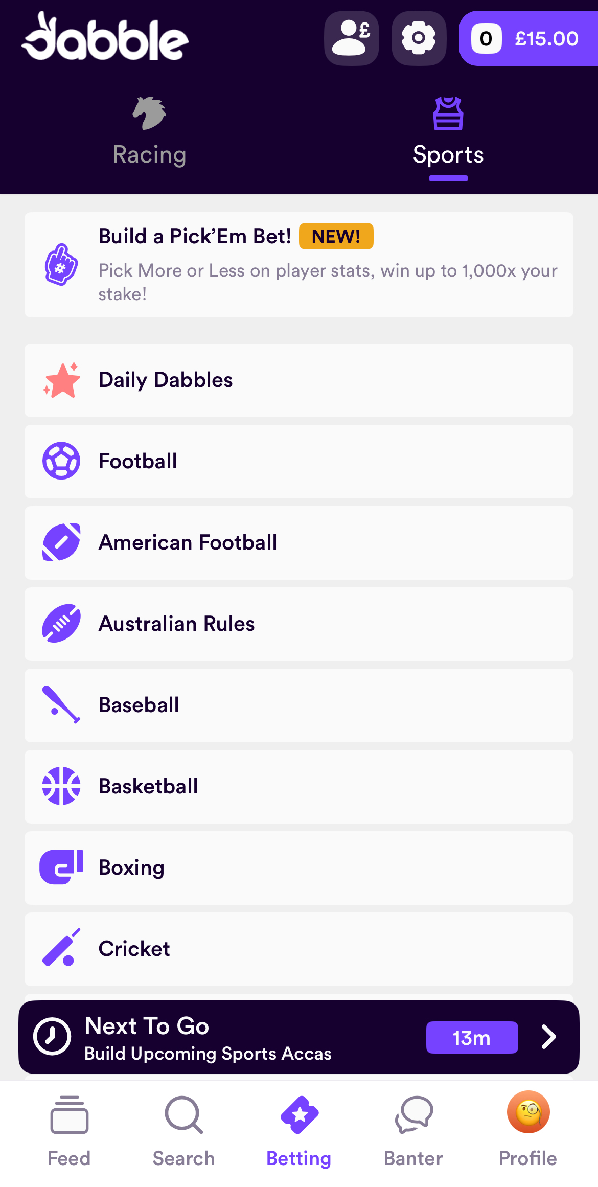 Dabble Sports Summary