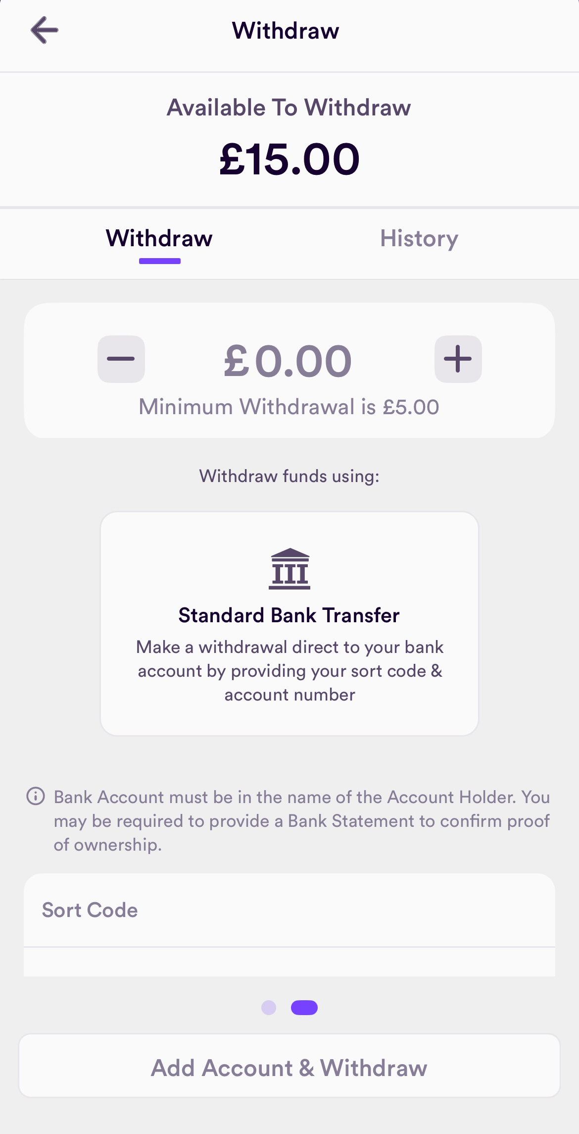 Dabble Withdrawal - Choose your amount