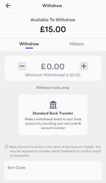 Dabble Withdrawal - Choose your amount