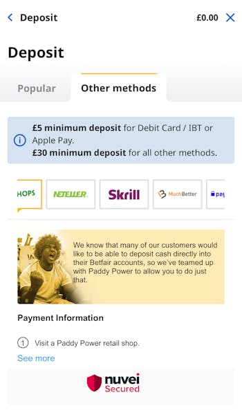 Betfair App Deposit Options
