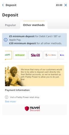 Betfair App Deposit Options