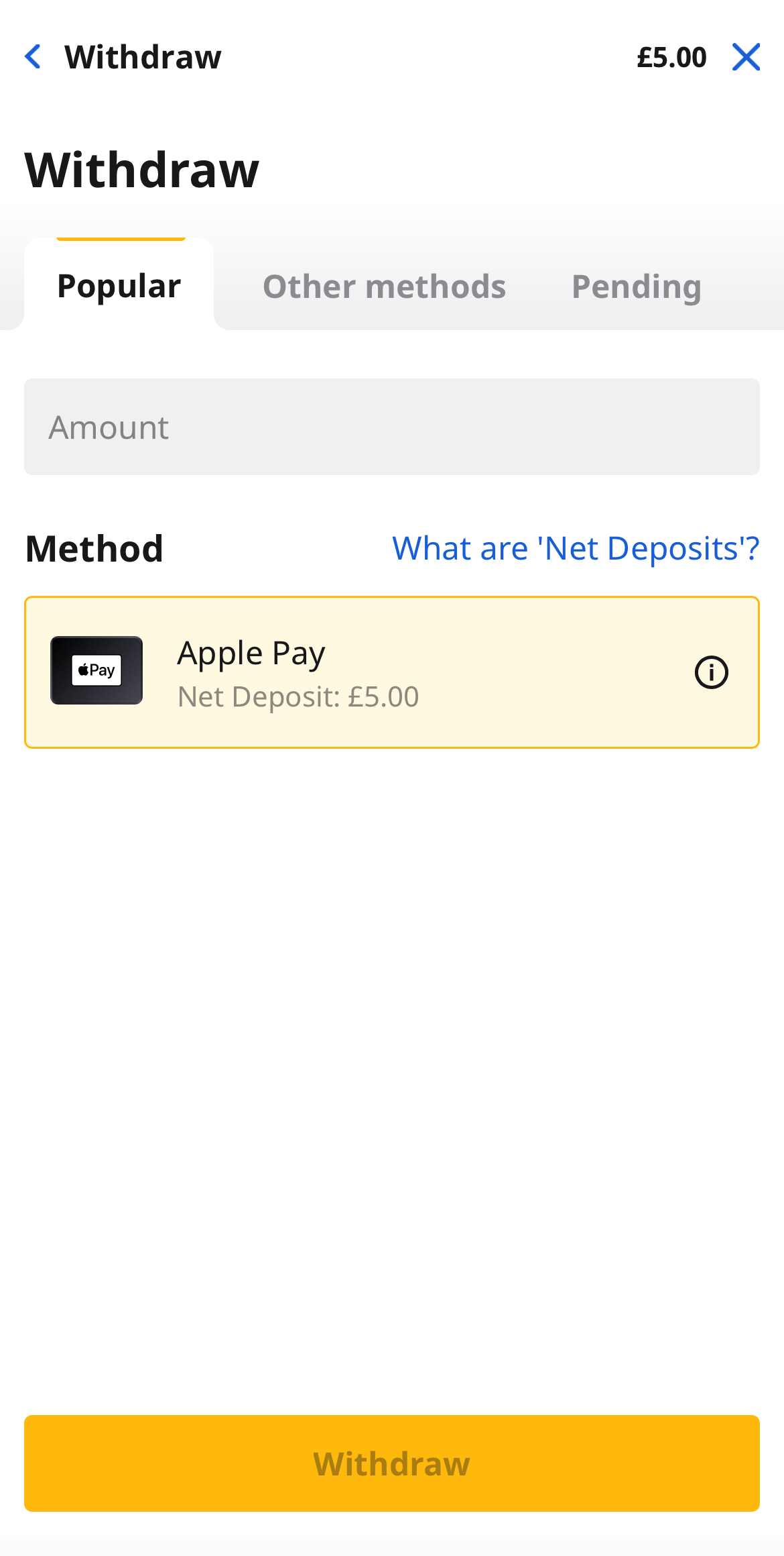 Betfair App Withdrawal Method