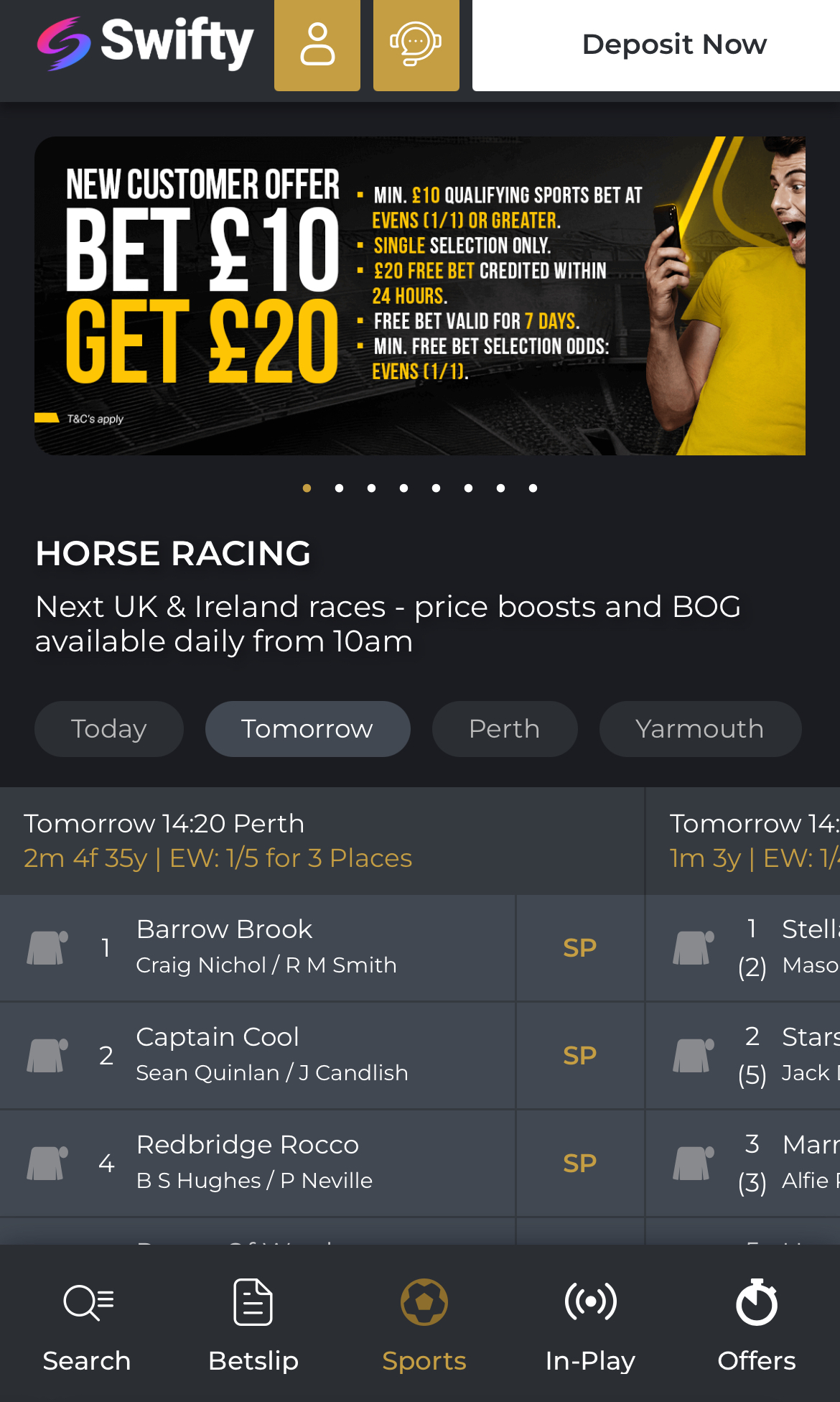 Swifty Sports Deposit Now