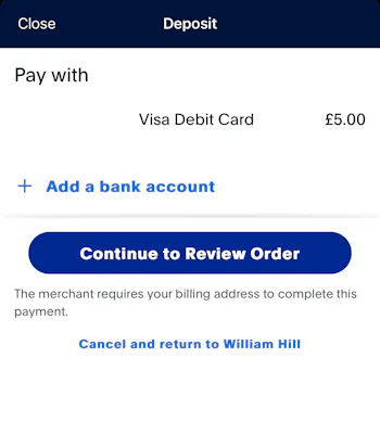 William Hill PayPal