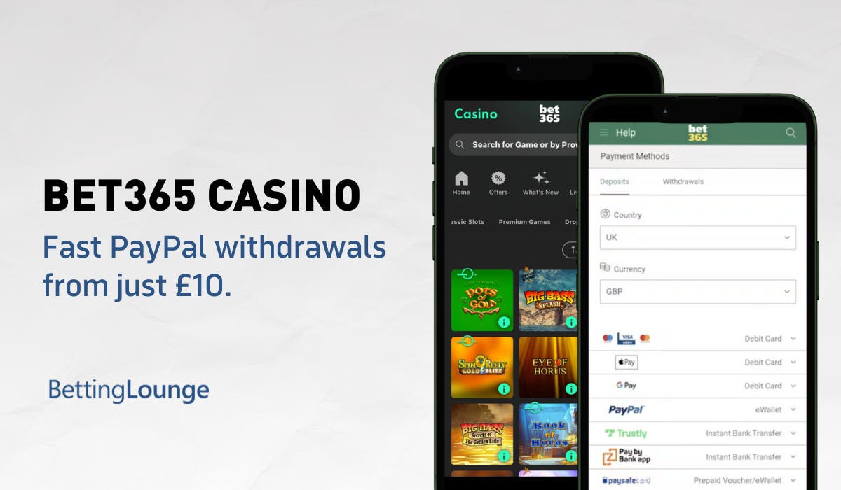 PayPal at bet365 online casino