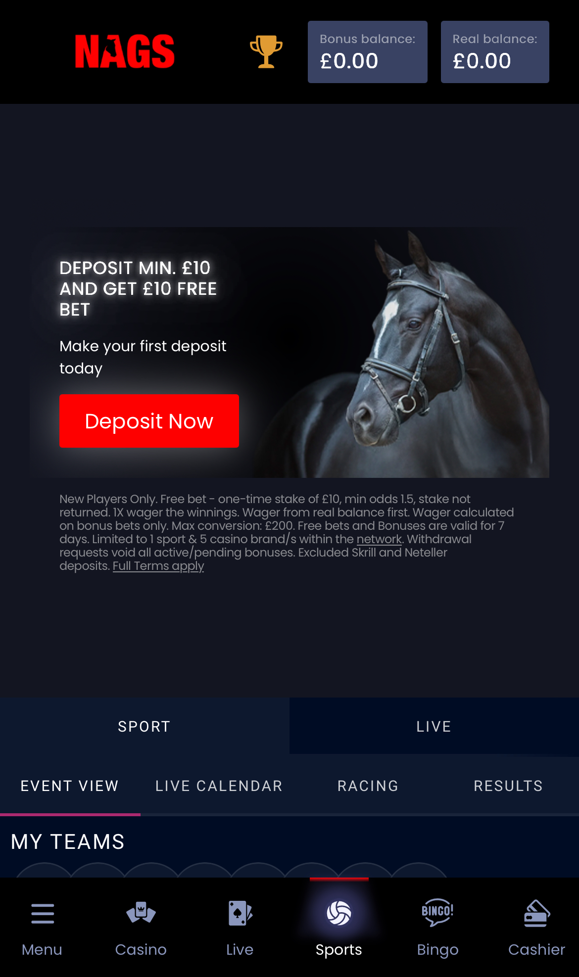 Nags Bet deposit