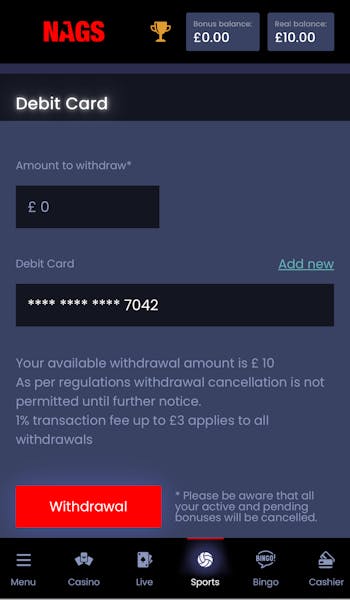 Nags Bet withdrawal 3