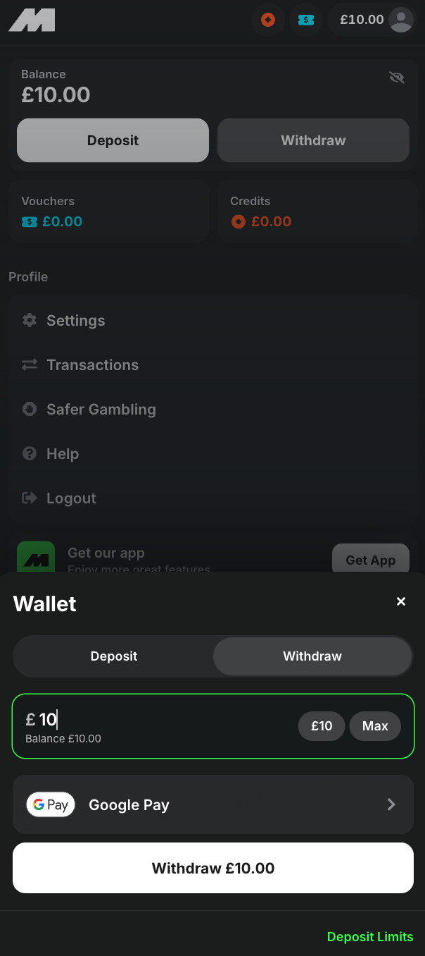 Midnite Google Pay Withdraw 1