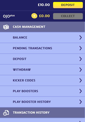 PlayOJO Deposit/Withdraw