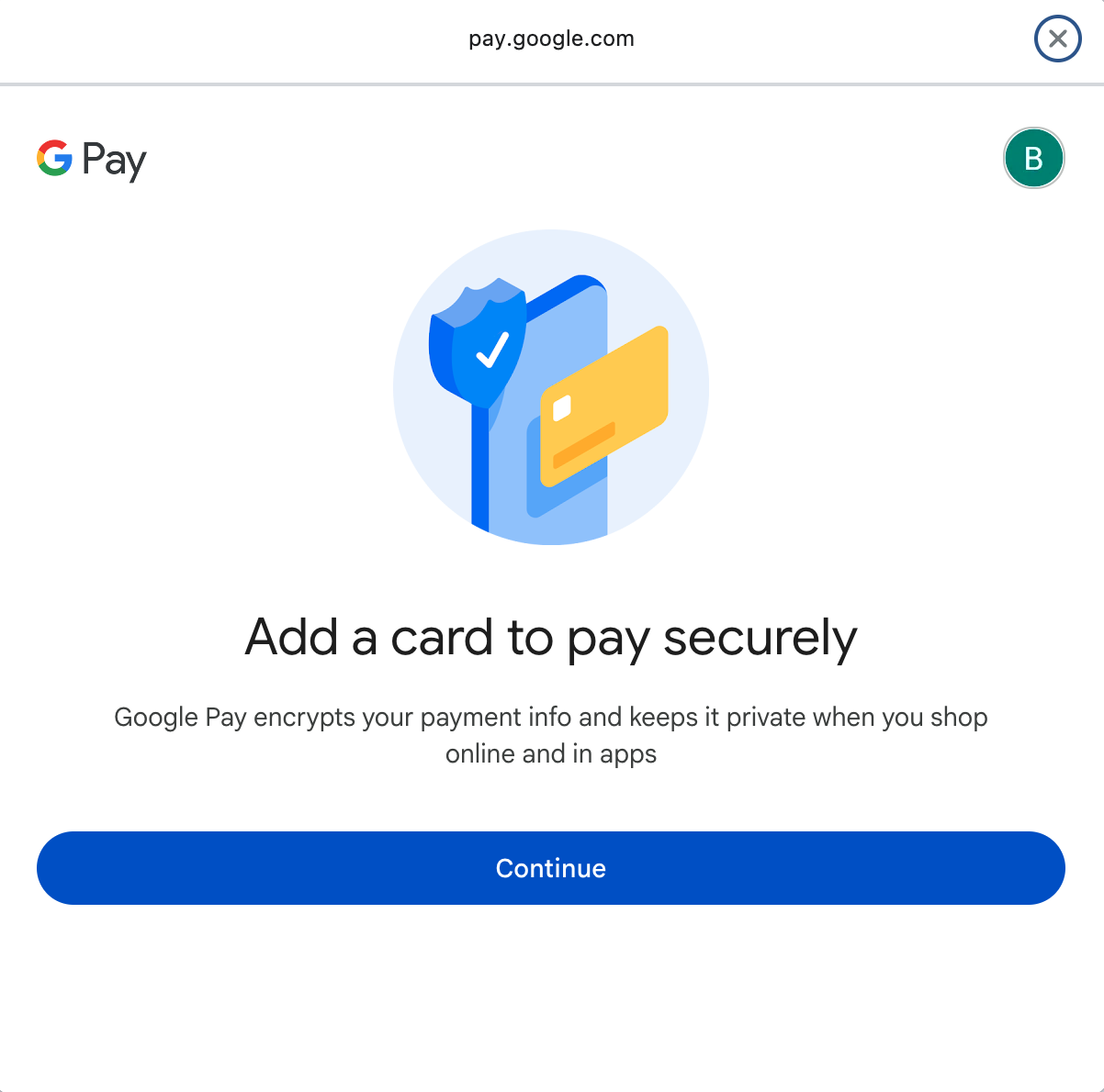 Google Pay add card