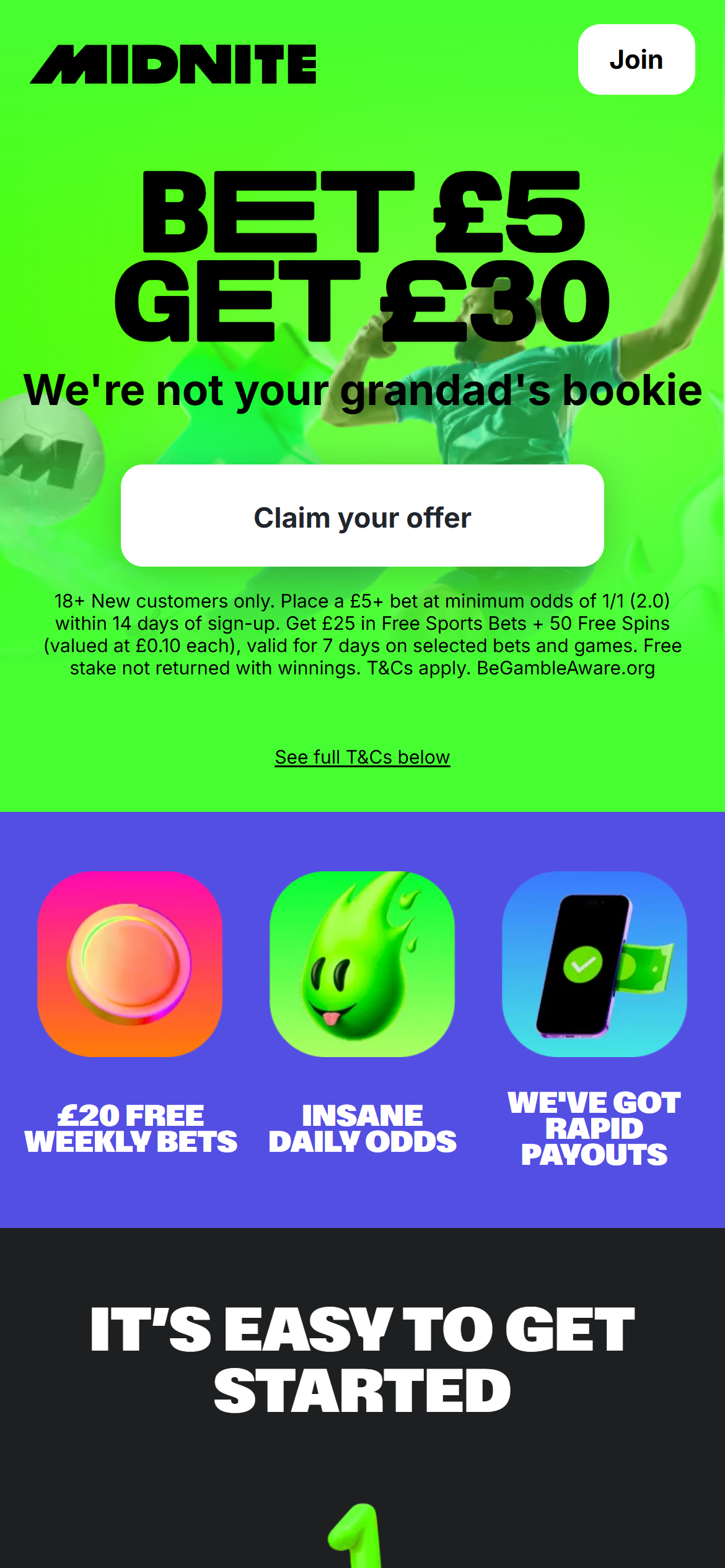 Midnite offer landing page