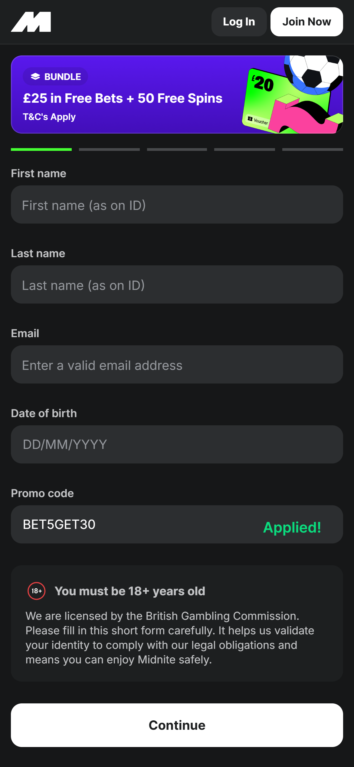 Midnite registration promo code