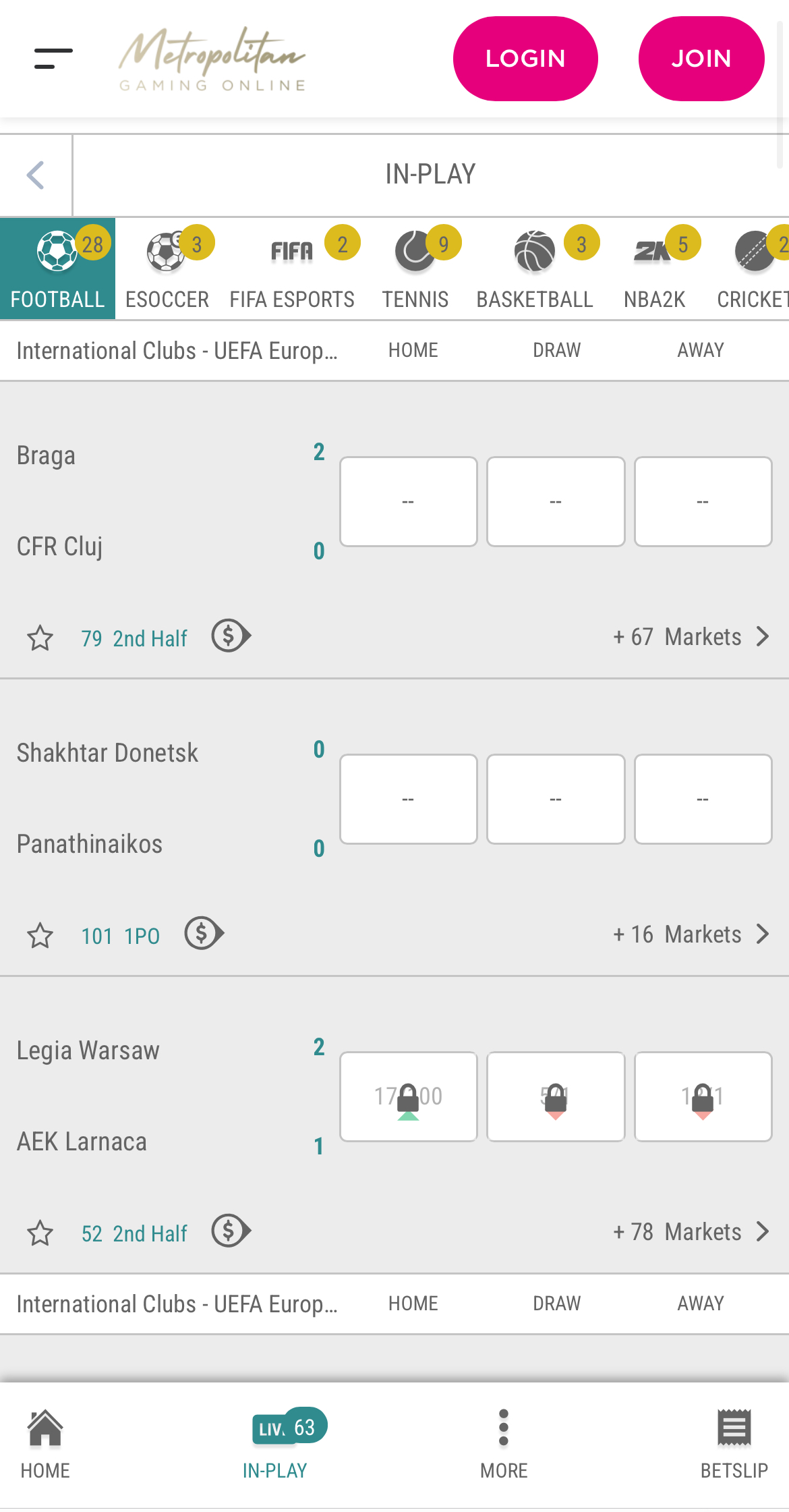 MetGaming Sports Odds Error