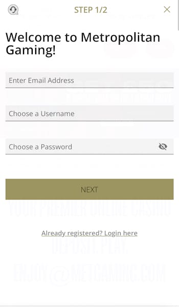 MetGaming Sign Up 1