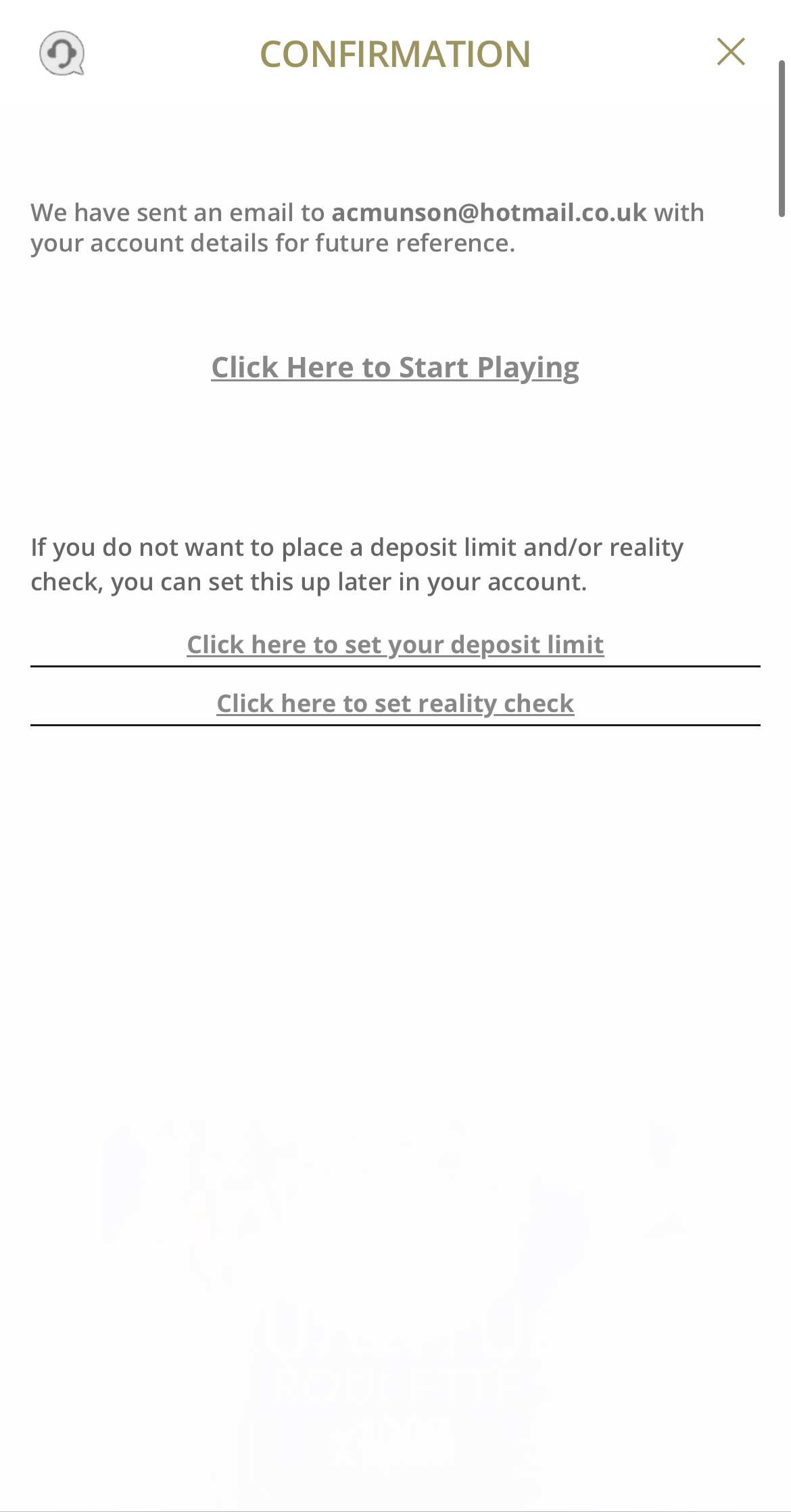 MetGaming Sign Up Process