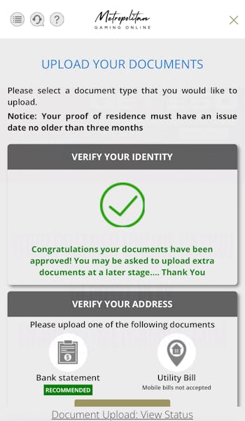 MetGaming Document Verification
