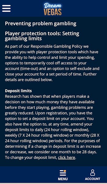 Dream Vegas Responsible Gambling