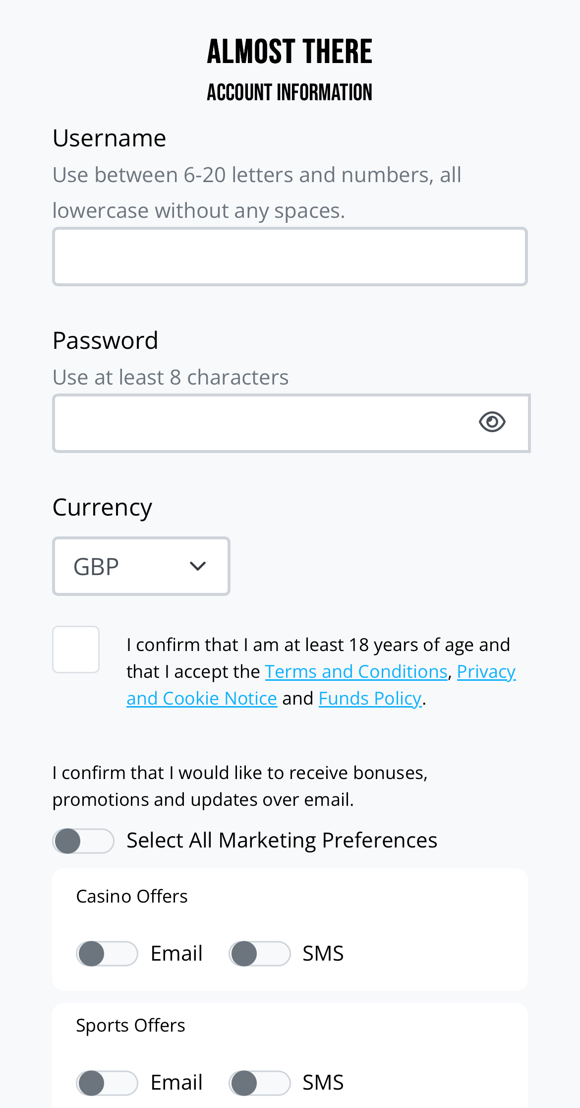 Dream Vegas Sign Up Username