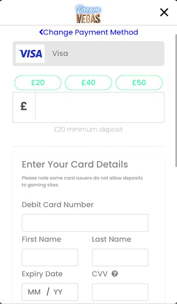 Dream Vegas Deposit - Amount