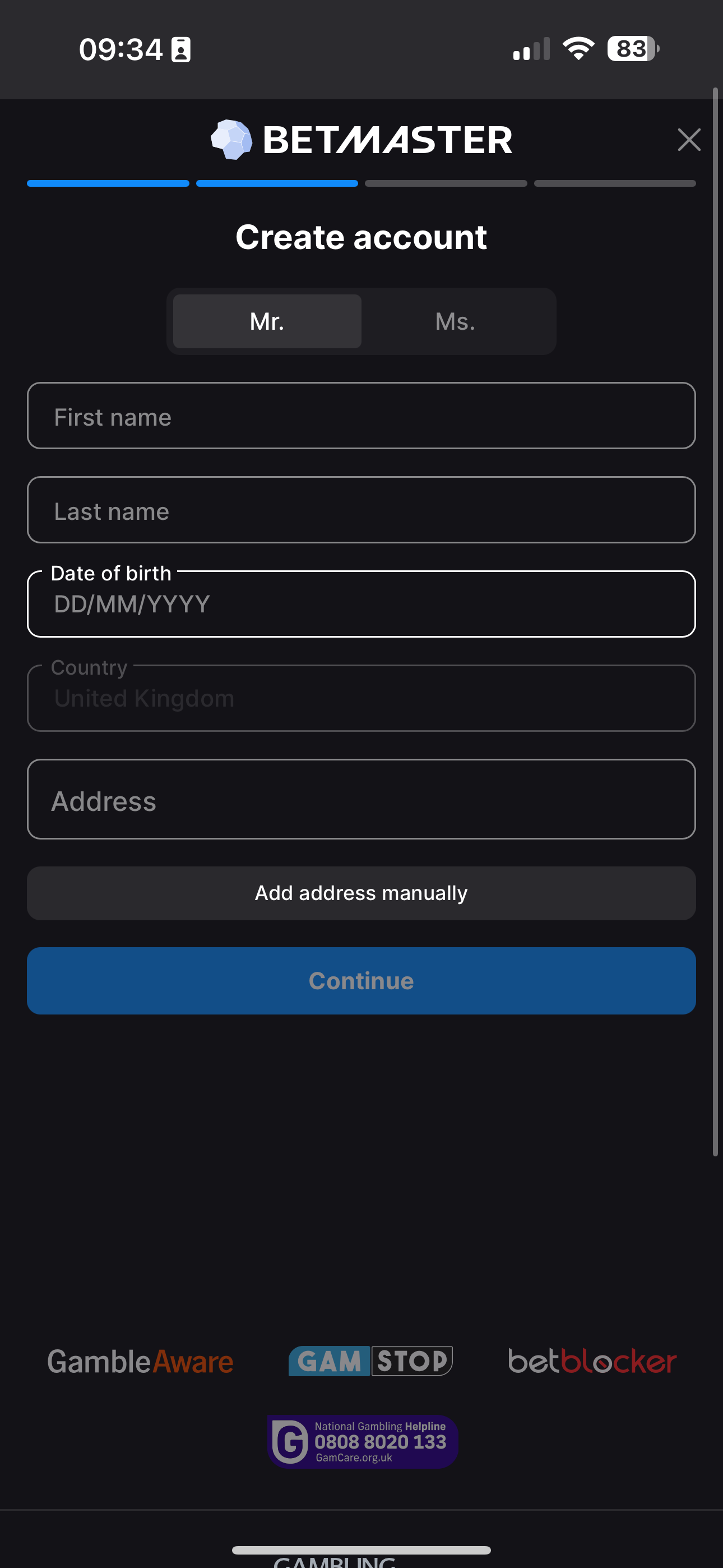 betmaster personal details
