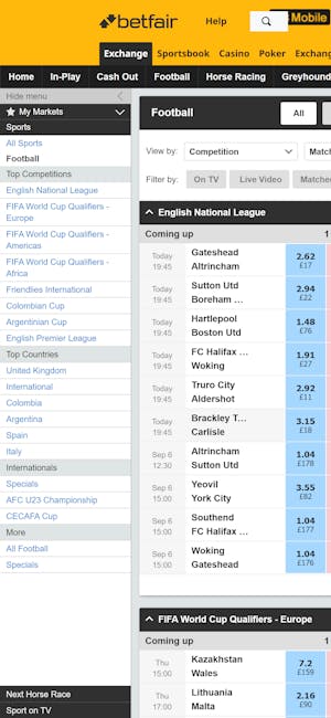 Betfair exchange mobile