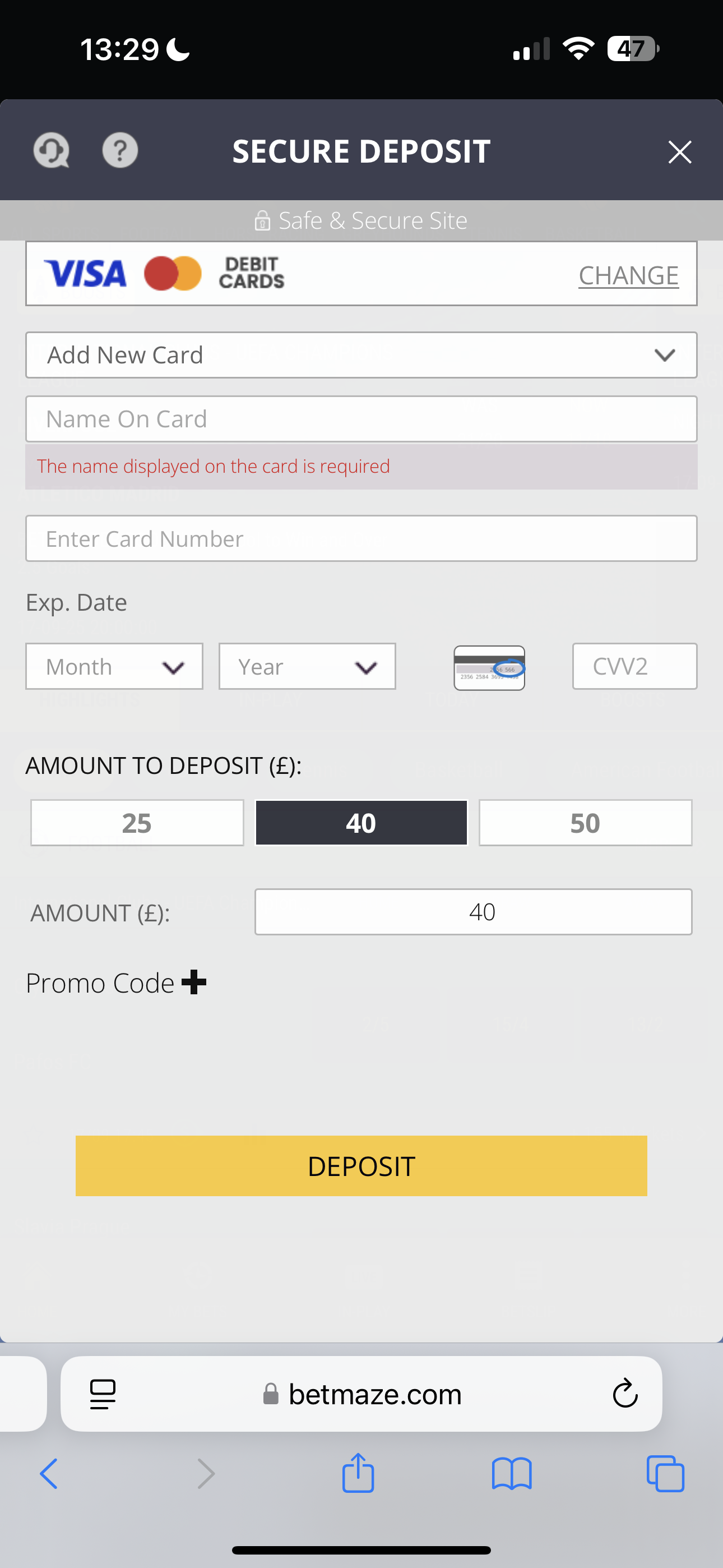 BetMaze Payment 1