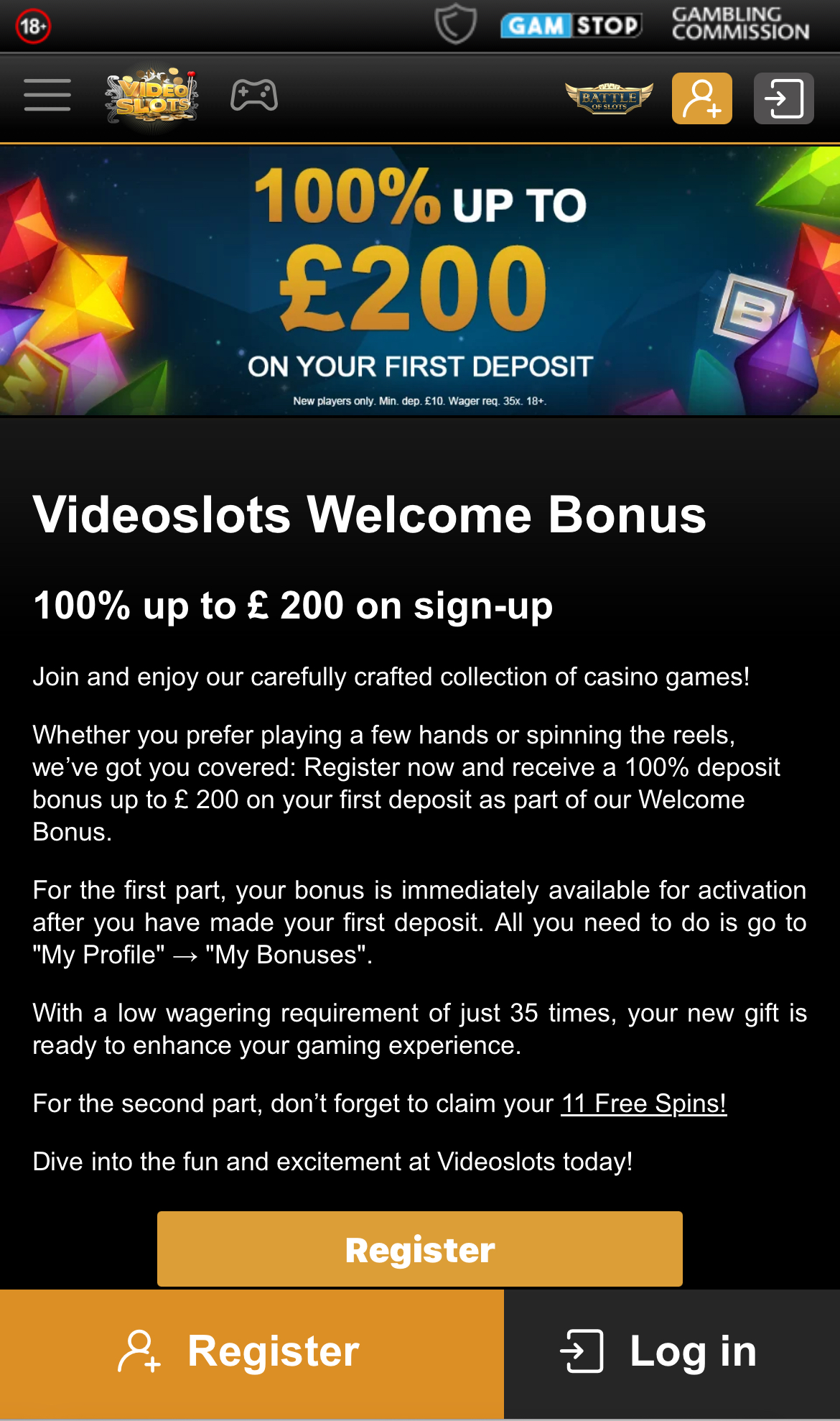 Videoslots Register