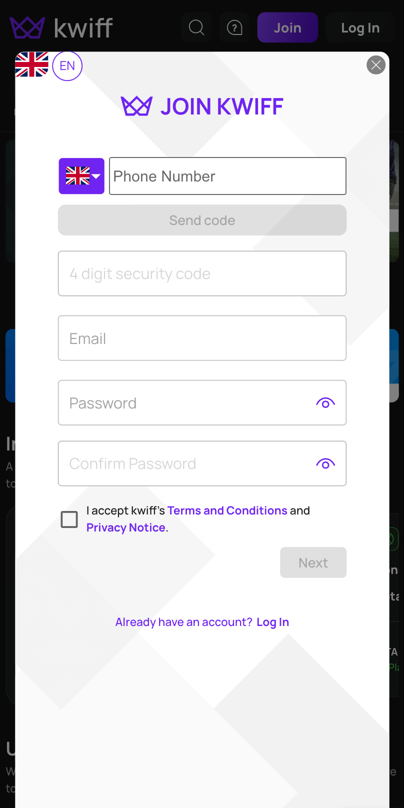 Kwiff Promo Sign-Up 2
