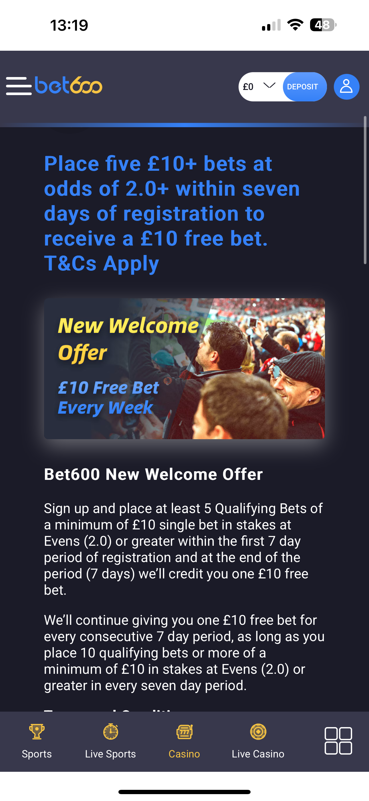 Bet600 Promotions