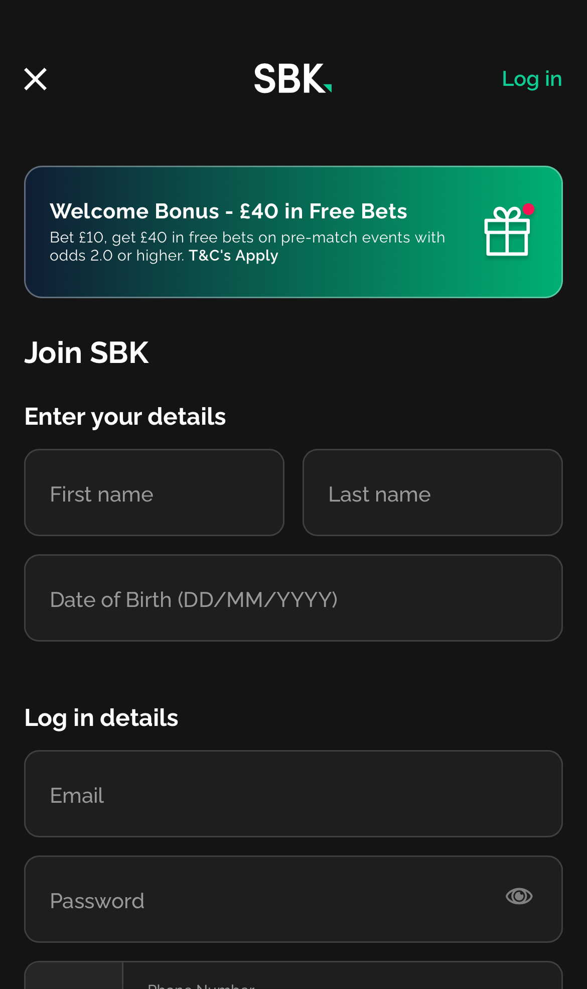SBK Sign Up