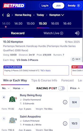 Betfred extra places example
