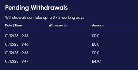 Fairplay Pending Withdrawals