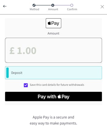 BetWright Apple Pay deposit