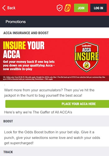 Ladbrokes acca insurance & boost
