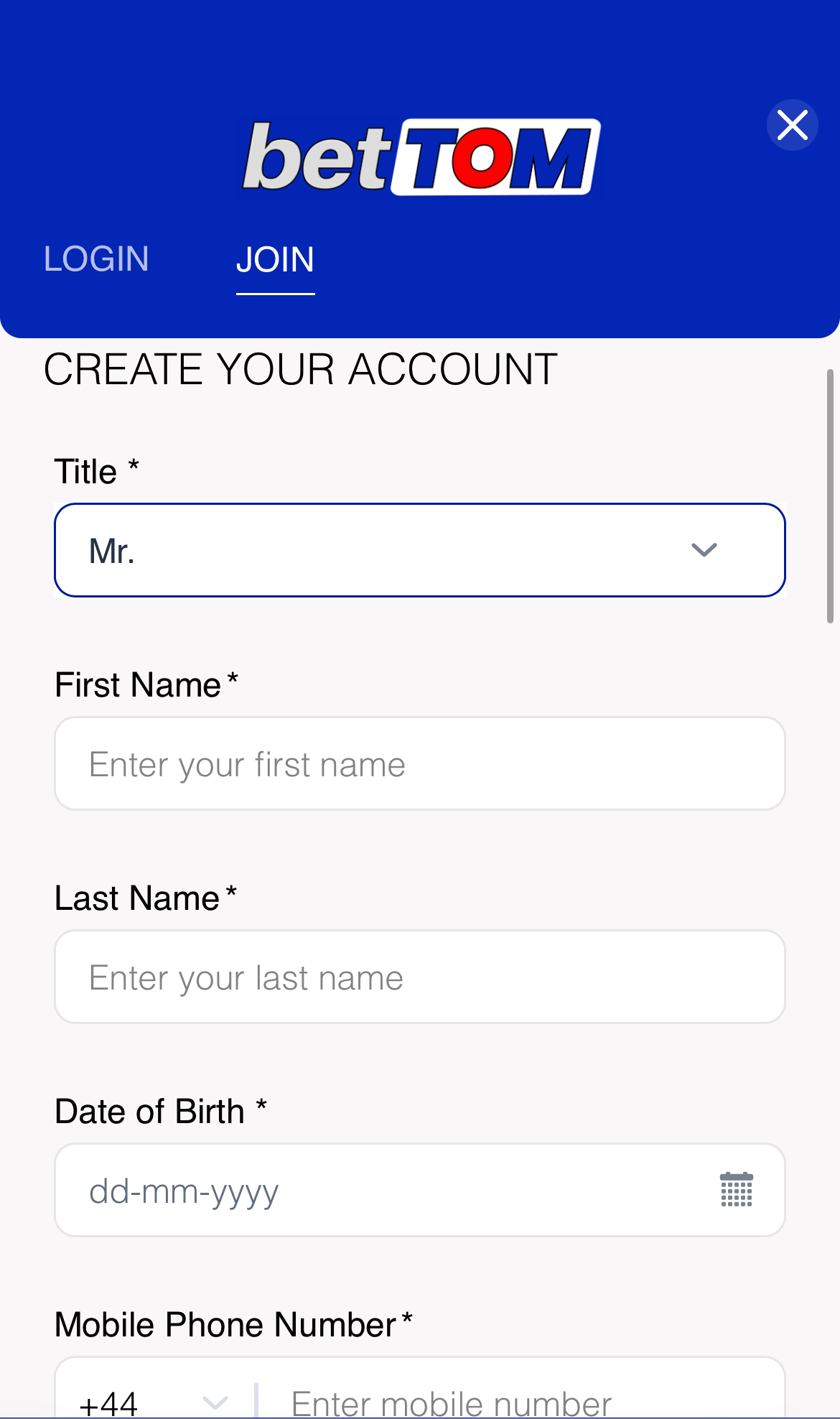 bettom create account