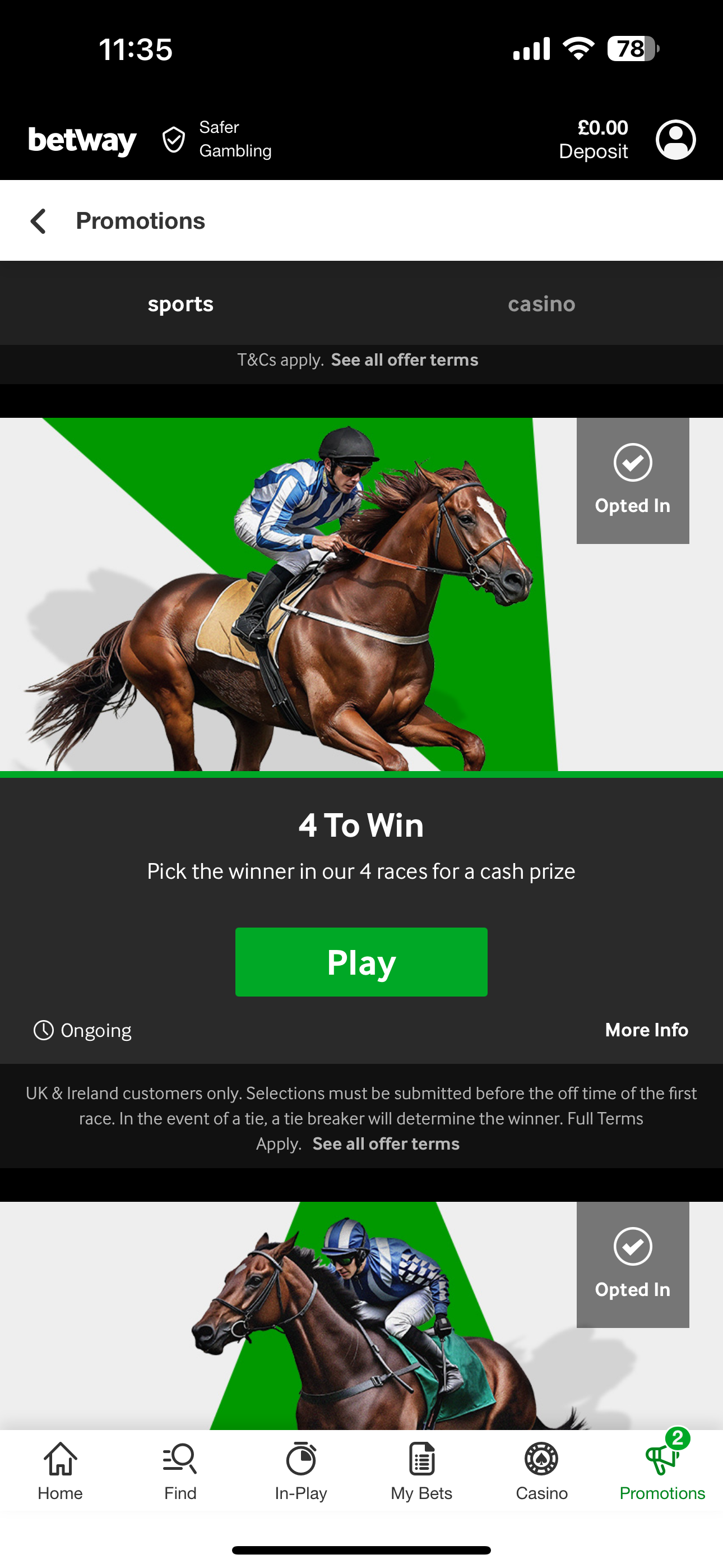 Betway promotions 4 to win
